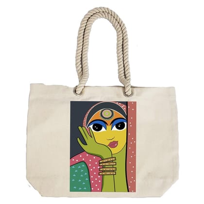 Eco-Friendly Recycled Cotton Canvas Tote Bag - Tribal Art-1 Design-79 - EL8220325