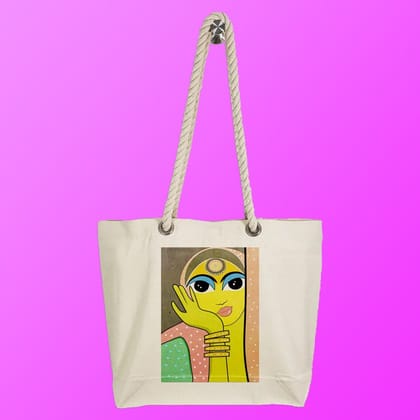 Eco-Friendly Recycled Cotton Canvas Tote Bag - Tribal Art-1 Design-79 - EL8220325