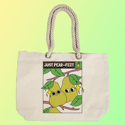 Eco-Friendly Recycled Cotton Canvas Tote Bag –Just Pear-fect Design – EL8220112