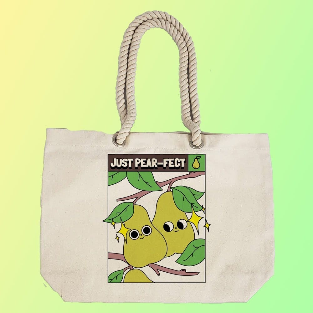 Eco-Friendly Recycled Cotton Canvas Tote Bag –Just Pear-fect Design – EL8220112