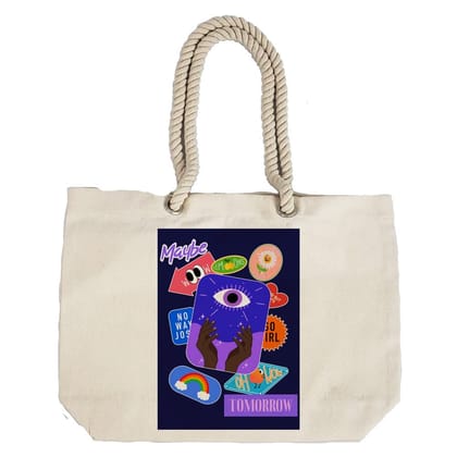 Eco-Friendly Recycled Cotton Canvas Tote Bag - Funny Stickers Design No.1 - EL8220145