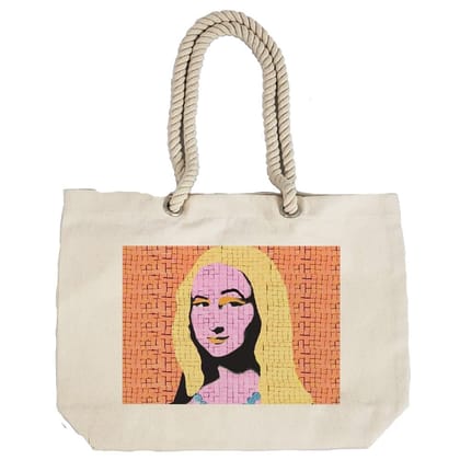 Eco-Friendly Recycled Cotton Canvas Tote Bag - Mona Lisa Design-77 - EL8220323