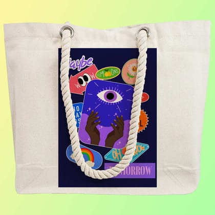 Eco-Friendly Recycled Cotton Canvas Tote Bag - Funny Stickers Design No.1 - EL8220145