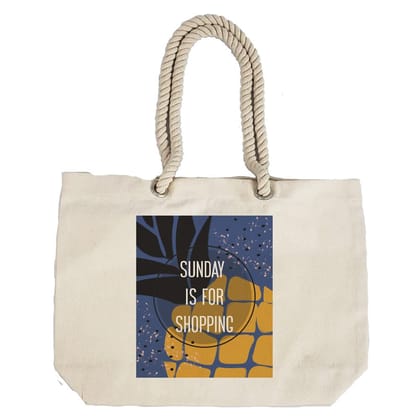 Eco-Friendly Recycled Cotton Canvas Tote Bag - Sunday is for Shopping Design - EL8220125
