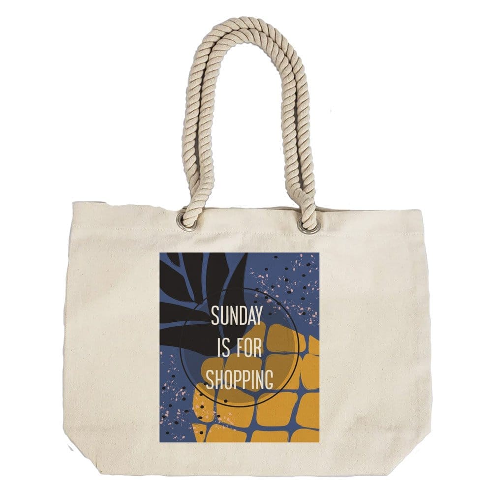 Eco-Friendly Recycled Cotton Canvas Tote Bag - Sunday is for Shopping Design - EL8220125