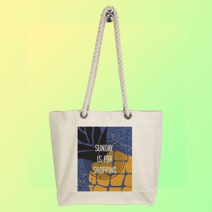 Eco-Friendly Recycled Cotton Canvas Tote Bag - Sunday is for Shopping Design - EL8220125