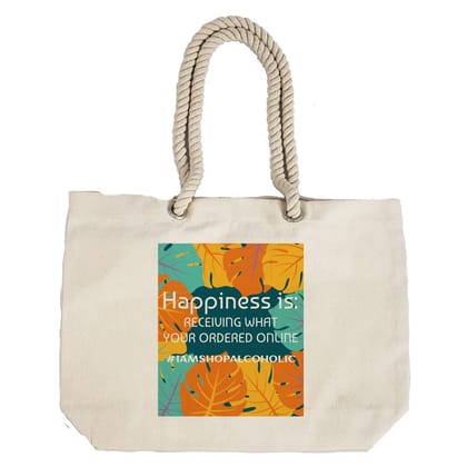 Eco-Friendly Recycled Cotton Canvas Tote Bag - I am a Shopalcoholic Design - EL8220122