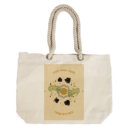 Eco-Friendly Recycled Cotton Canvas Tote Bag - Astrology Hands Wisdom Design - EL8220141