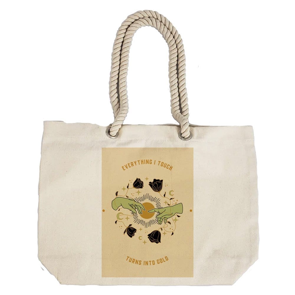 Eco-Friendly Recycled Cotton Canvas Tote Bag - Astrology Hands Wisdom Design - EL8220141