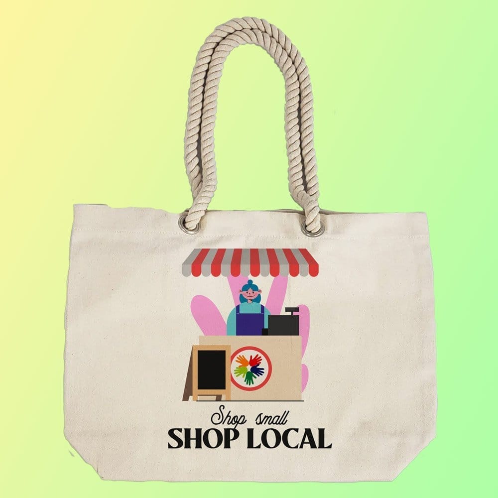 Eco-Friendly Recycled Cotton Canvas Tote Bag – Shop Local Design – EL8220111