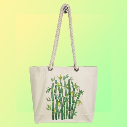 EqualLife - Hand Painted Canvas Tote Bag - Bamboo Tree - EL8210113
