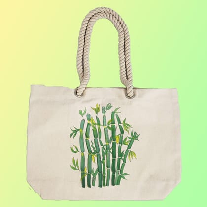 EqualLife - Hand Painted Canvas Tote Bag - Bamboo Tree - EL8210113
