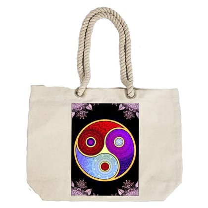 Eco-Friendly Recycled Cotton Canvas Tote Bag - Ying And Yang Design-67 - EL8220313