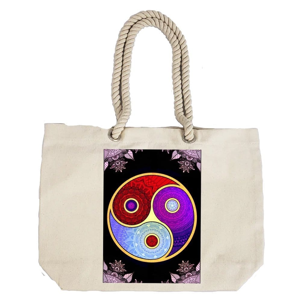 Eco-Friendly Recycled Cotton Canvas Tote Bag - Ying And Yang Design-67 - EL8220313