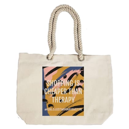 Eco-Friendly Recycled Cotton Canvas Tote Bag - Girls Just Wanna Have Fun Design - EL8220123