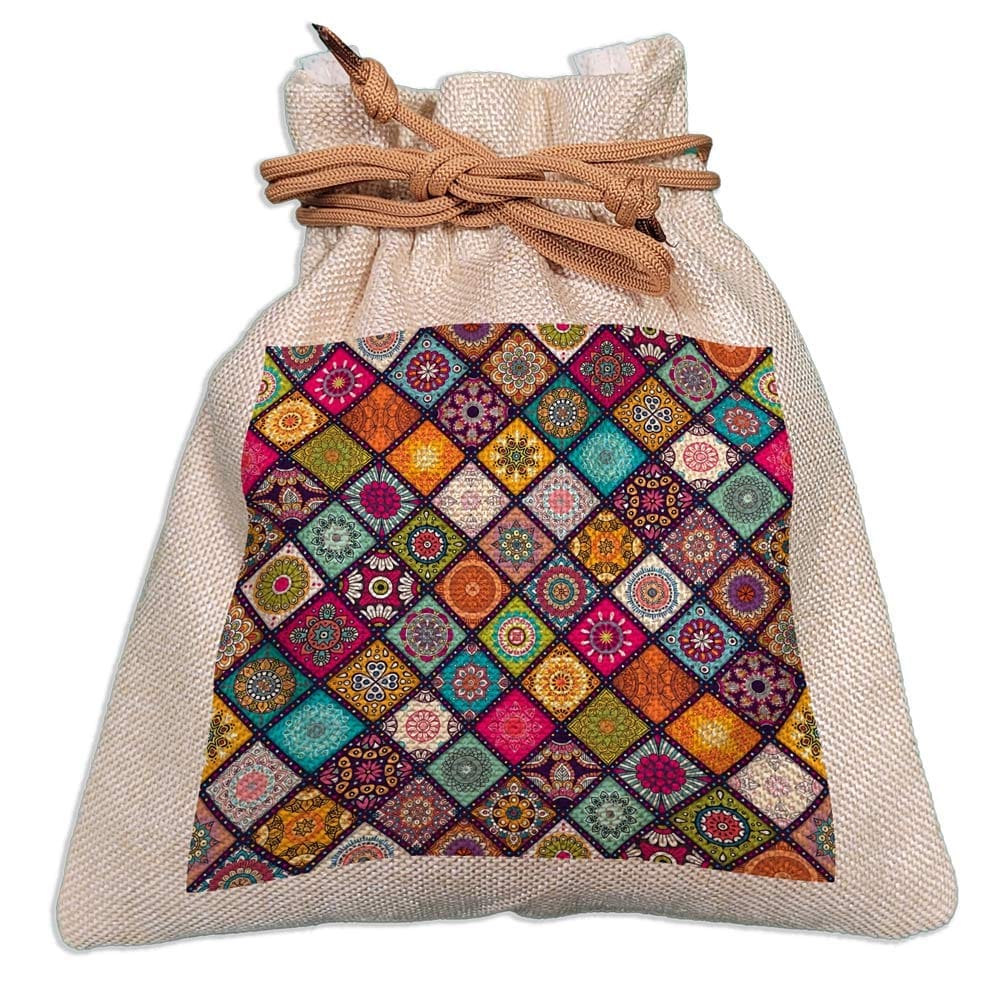 Eco-Friendly Designer Jute Potli Bag - Design-6 - EL8220261