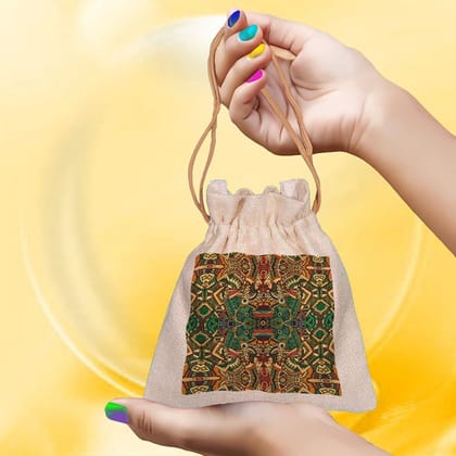 Eco-Friendly Designer Jute Potli Bag - Design-1 - EL8220256