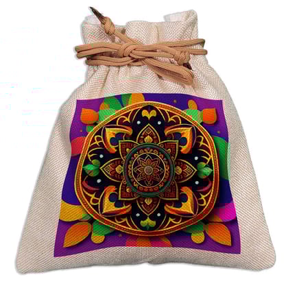 Eco-Friendly Designer Jute Potli Bag - Design-19 - EL8220274