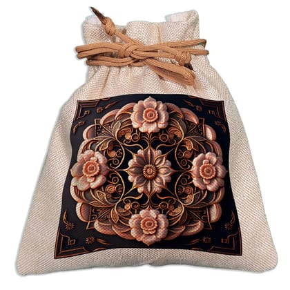 Eco-Friendly Designer Jute Potli Bag - Design-20 - EL8220275