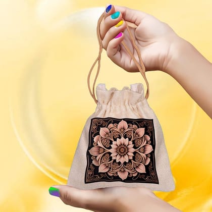 Eco-Friendly Designer Jute Potli Bag - Design-21 - EL8220276