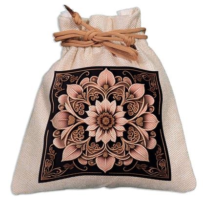 Eco-Friendly Designer Jute Potli Bag - Design-21 - EL8220276