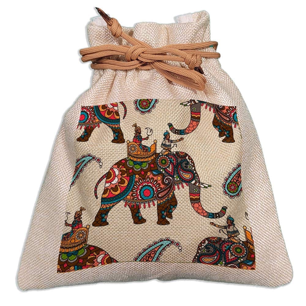 Eco-Friendly Designer Jute Potli Bag - Design-34 - EL8220289