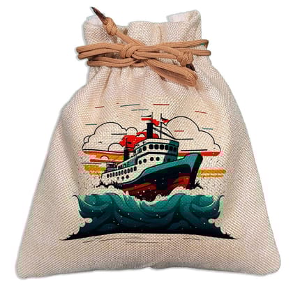 Eco-Friendly Designer Jute Potli Bag - Design-50 - EL8220305