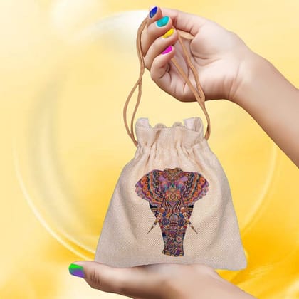 Eco-Friendly Designer Jute Potli Bag - Design-3 - EL8220258