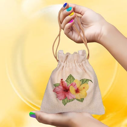 Eco-Friendly Designer Jute Potli Bag - Design-10 - EL8220265