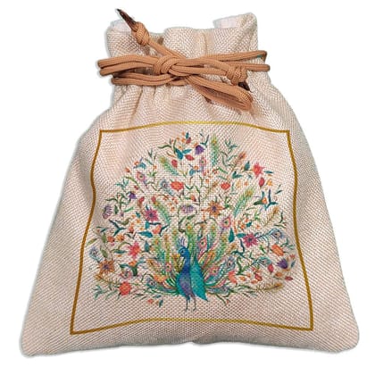 Eco-Friendly Designer Jute Potli Bag - Design-2 - EL8220257