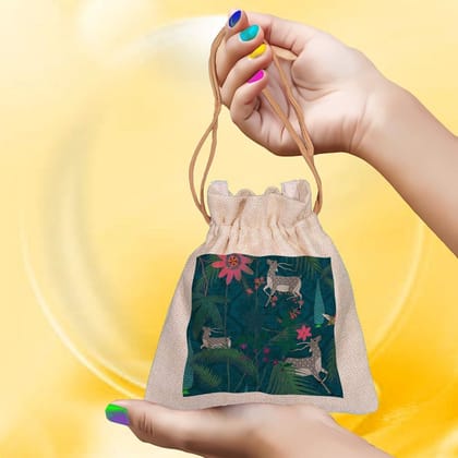 Eco-Friendly Designer Jute Potli Bag - Design-22 - EL8220277