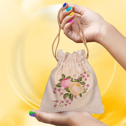 Eco-Friendly Designer Jute Potli Bag - Design-11 - EL8220266