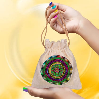 Eco-Friendly Designer Jute Potli Bag - Design-31 - EL8220286