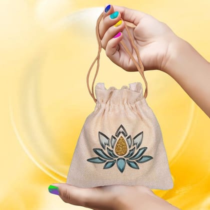 Eco-Friendly Designer Jute Potli Bag - Design-32 - EL8220287