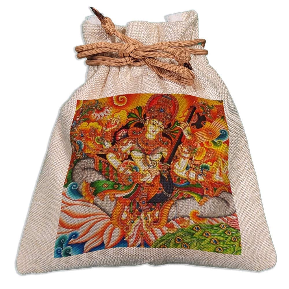 Eco-Friendly Designer Jute Potli Bag - Design-27 - EL8220282