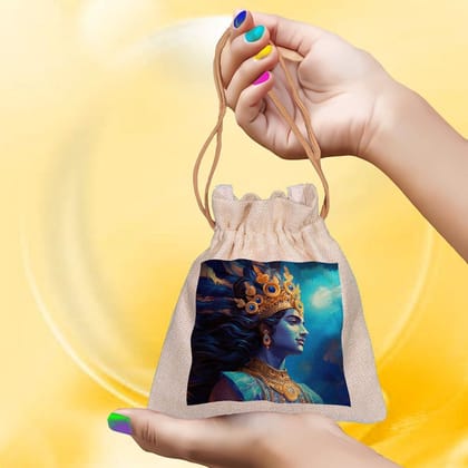 Eco-Friendly Designer Jute Potli Bag - Design-41 - EL8220296