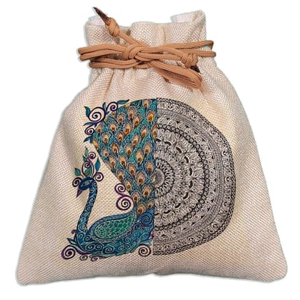 Eco-Friendly Designer Jute Potli Bag - Design-30 - EL8220285
