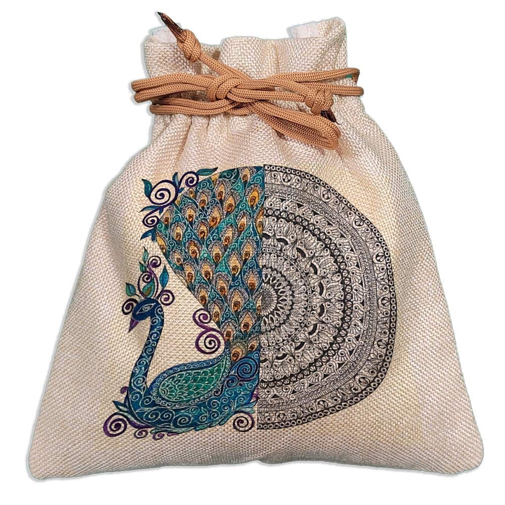 Eco-Friendly Designer Jute Potli Bag - Design-30 - EL8220285