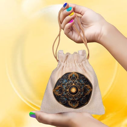 Eco-Friendly Designer Jute Potli Bag - Design-16 - EL8220271
