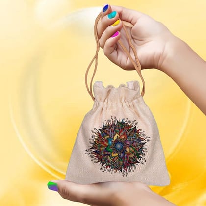 Eco-Friendly Designer Jute Potli Bag - Design-33 - EL8220288