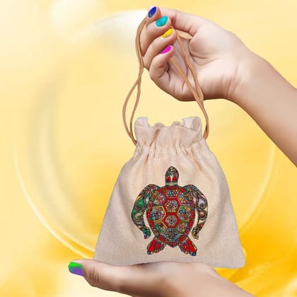Eco-Friendly Designer Jute Potli Bag - Design-15 - EL8220270