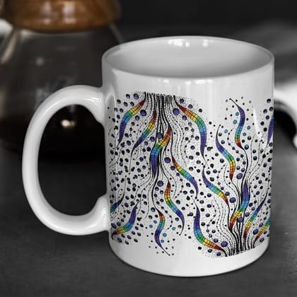 Designer Ceramic Mug-Abstract Plants Design-By EqualLife -EL7222126 - White