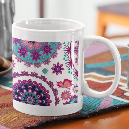 Designer Ceramic Mug-Mandala Collage Design-By EqualLife -EL7222123 - White