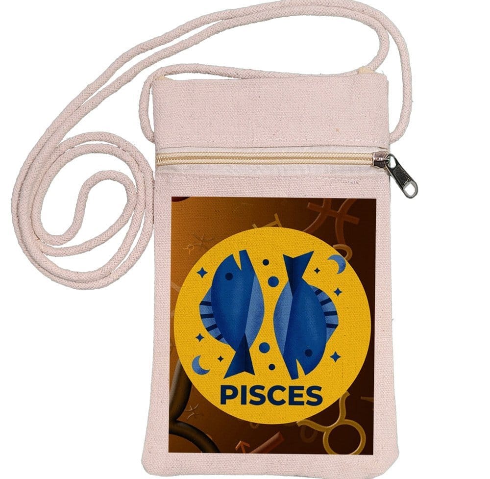 Eco-Friendly Recycled Cotton Canvas Mobile Phone Sling  Bag - Design-Zodiac Sign-Pisces - EL8220251