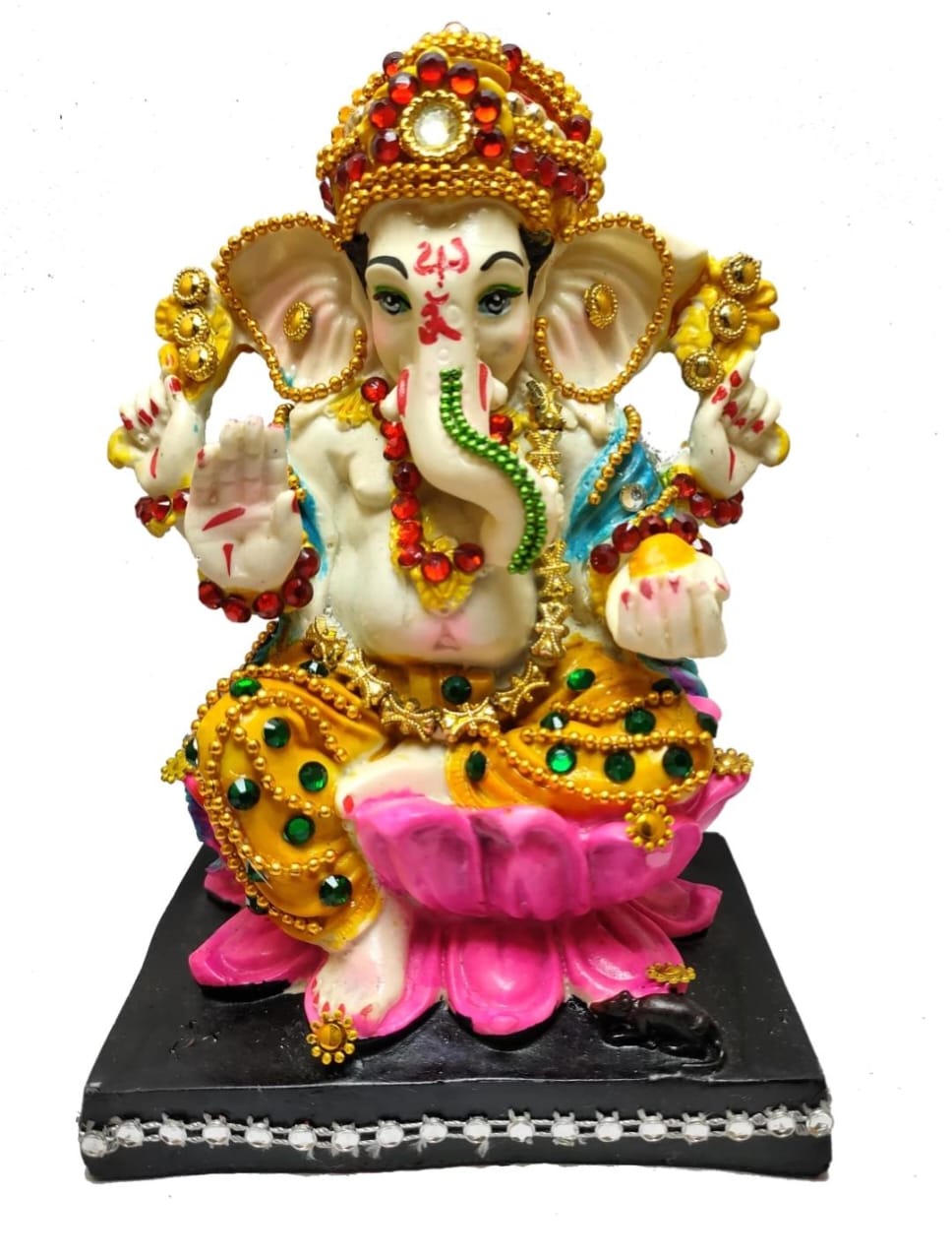 Lord Ganesha Idol Sitting on Lotus for Home Decor and Temple Decor (Height 6 Inches)**