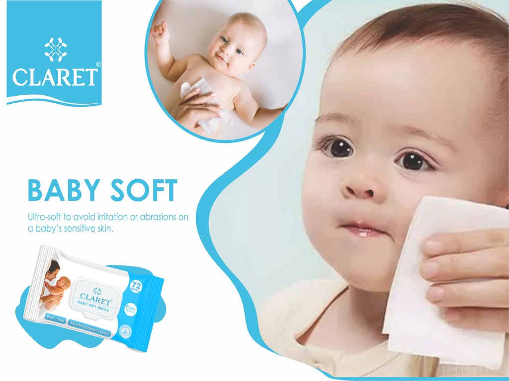 Baby Wet Wipes with 99% Purified Water & Aloe Vera, Soap-Free, Pack of 3 (72 Wipes), Dermatologically Tested, Safe for Sensitive Skin