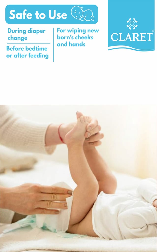 Baby Wet Wipes with 99% Purified Water & Aloe Vera, Soap-Free, Pack of 3 (72 Wipes), Dermatologically Tested, Safe for Sensitive Skin