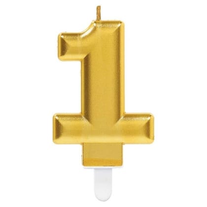 Wanna Party Golden Numerical Candle No. 1 - 3"