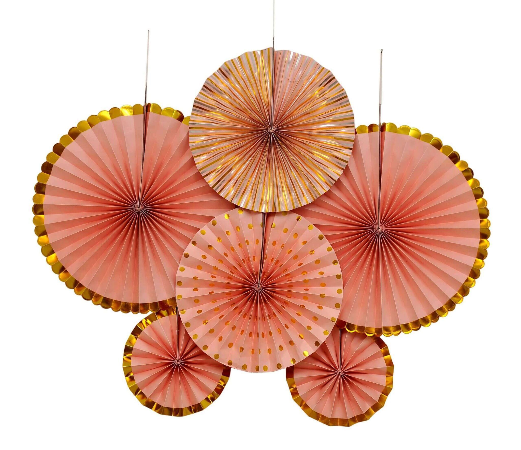 Wanna Party Rose Gold PaPer Fans - 6PC