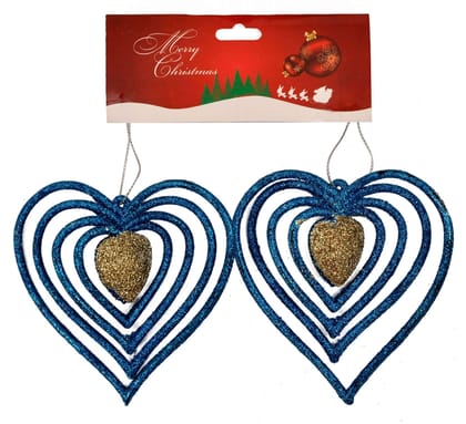 Wanna Party CTO 3D Heart Blue & Golden Hangings - 2PC